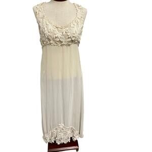 Vintage Flora Nikrooz Size Small Gown Daisy Floral Sheer Bridal Ivory Nightgown